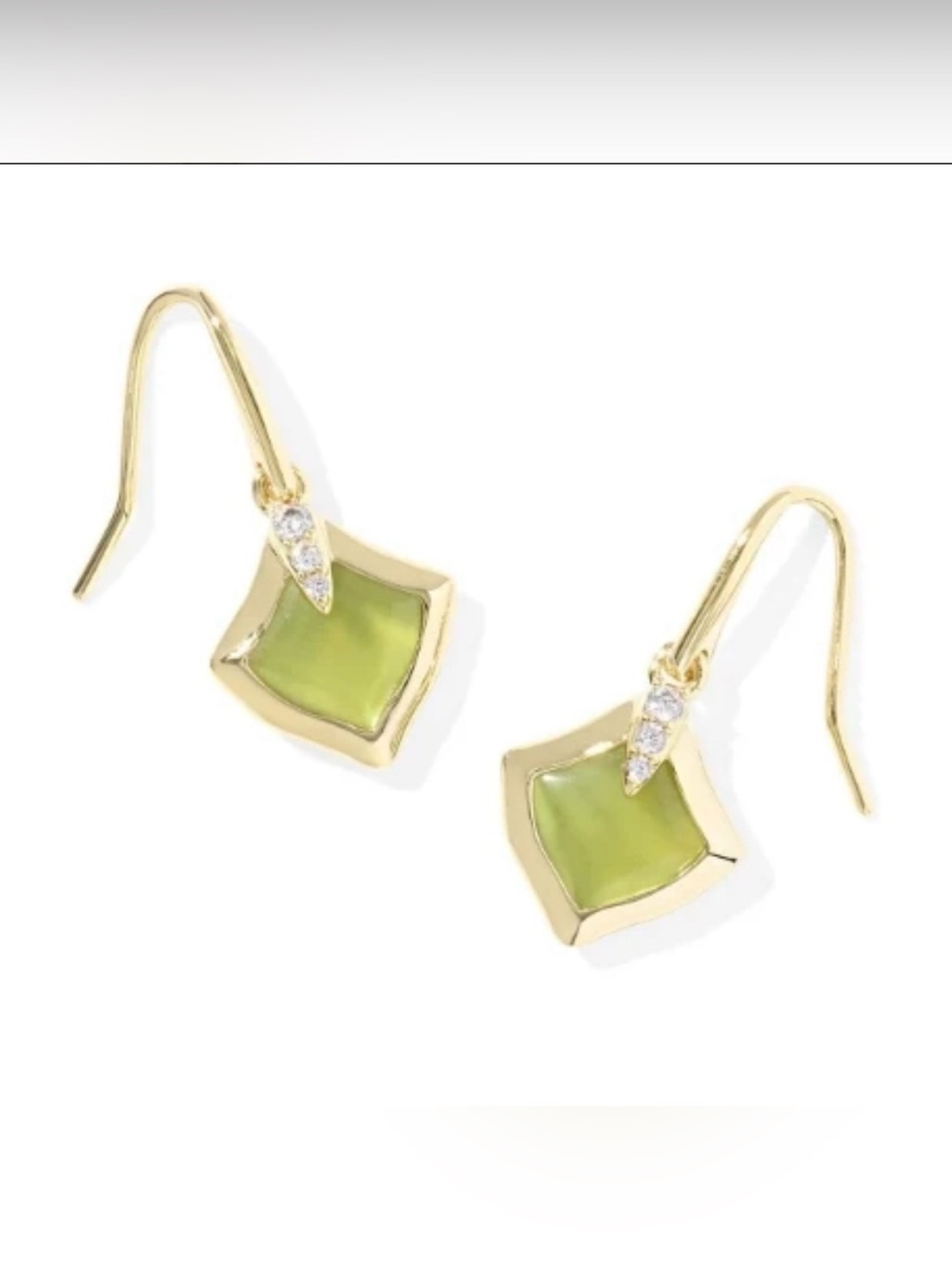 Kendra Scott Joelle Green & Gold Drop Earrings Like New
